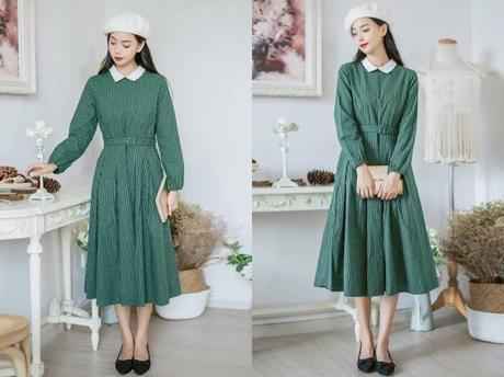 墨绿色裙子与鞋子搭配的色彩妙招